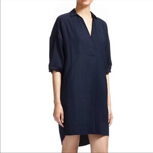 Whistles Lola Shirtwaist Popover Tunic Short Sleeve Dress Black Pockets Size 4